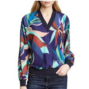 Ted Baker Byssie navy green supernatural v neck top blouse size 2 nwot